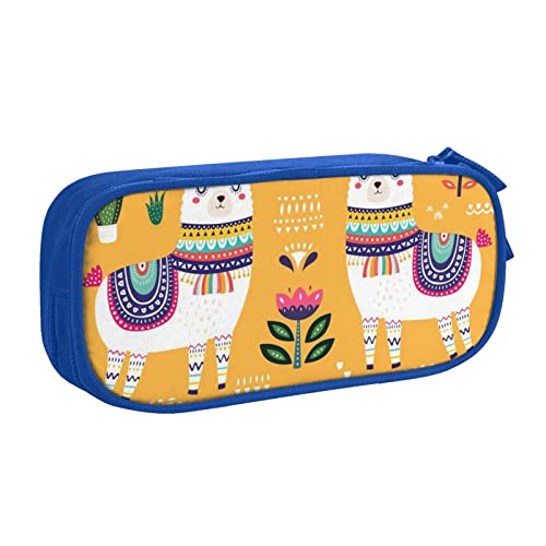 FLYIFE Cartoon Alpaka Niedliches Tier Große Federtasche mit 2 Fächern Federmäppchen Federmäppchen Federmäppchen Beutel Organizer für Mädchen Jungen Student Schule Büro Uni -, blau, Einheitsgröße, Schulranzen von FLYIFE