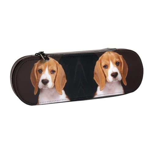 FLYIFE Federmäppchen und Make-up-Tasche aus Leder mit Balletttänzerin, für Studenten, Schule, Büro, Universität, Schreibwaren-Tasche für Stifte, Schlüssel und mehr, Ovely Pet Hundebeagle, von FLYIFE