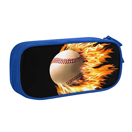 FLYIFE Fire Baseball Große Federtasche mit 2 Fächern Federmäppchen Federmäppchen Beutel Organizer für Mädchen Jungen Student Schule Büro Uni -, blau, Einheitsgröße, Schulranzen von FLYIFE