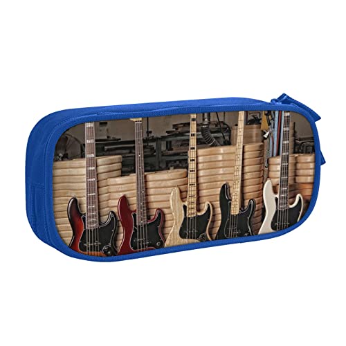 FLYIFE Gitarre Bass Musik Musikinstrumente Große Federtasche mit 2 Fächern Federmäppchen Federmäppchen Federmäppchen Beutel Organizer für Mädchen Jungen Student Schule Büro Uni -, blau, Einheitsgröße, Schulranzen von FLYIFE