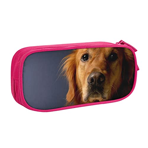 FLYIFE Golden Retriever Große Federtasche mit 2 Fächern Federmäppchen Federmäppchen Bleistiftbeutel Tasche Organizer für Mädchen Jungen Student Schule Büro Universität, rose, Einheitsgröße, Schulranzen von FLYIFE