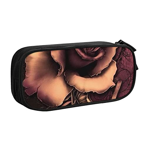 FLYIFE Gothic Rose Große Federtasche mit 2 Fächern Federmäppchen Federmäppchen Federmäppchen Tasche Organizer für Mädchen Jungen Student Schule Büro Universität -, Schwarz , Einheitsgröße, Schulranzen von FLYIFE