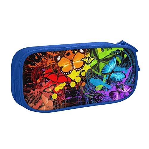 FLYIFE Graffiti Butterfly Große Federtasche mit 2 Fächern Federmäppchen Federmäppchen Bleistiftbeutel Tasche Organizer für Mädchen Jungen Student Schule Büro College -, blau, Einheitsgröße, Schulranzen von FLYIFE