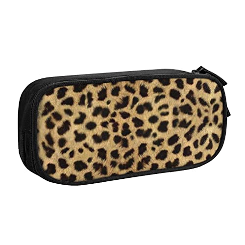 FLYIFE Große Federtasche mit Leoparden-Tier-Druck, mit 2 Fächern, Federmäppchen, Stifteetui, Tasche, Organizer für Mädchen, Jungen, Studenten, Schule, Büro, Universität, Schwarz , Einheitsgröße, Schulranzen von FLYIFE