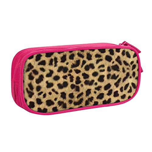 FLYIFE Große Federtasche mit Leoparden-Tier-Druck, mit 2 Fächern, Federmäppchen, Stifteetui, Tasche, Organizer für Mädchen, Jungen, Studenten, Schule, Büro, Universität, rose, Einheitsgröße, Schulranzen von FLYIFE