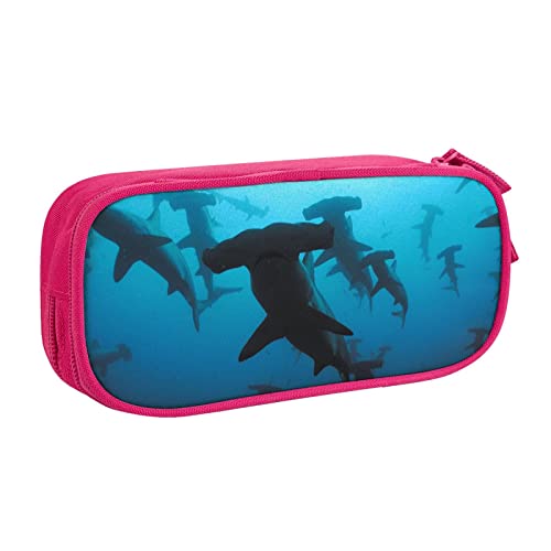 FLYIFE Hammerhead Sharks Große Federtasche mit 2 Fächern, Federmäppchen, Federmäppchen, Tasche, Organizer für Mädchen, Jungen, Studenten, Schule, Büro, Universität, rose, Einheitsgröße, Schulranzen von FLYIFE