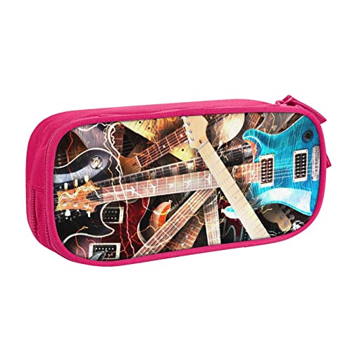 FLYIFE Magic E-Gitarre Musik Große Federtasche mit 2 Fächern Federmäppchen Federmäppchen Bleistifttasche Tasche Organizer für Mädchen Jungen Student Schule Büro Uni -, rose, Einheitsgröße, Schulranzen von FLYIFE