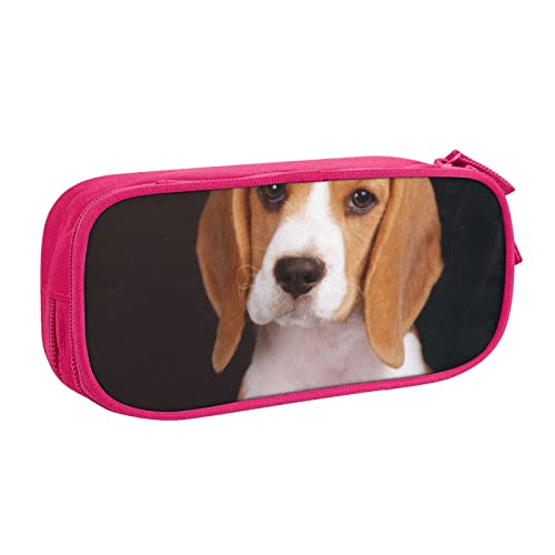 FLYIFE Ovely Pet Dog Beagle Große Federtasche mit 2 Fächern, Federmäppchen, Stifteetui, Tasche, Organizer für Mädchen, Jungen, Studenten, Schule, Büro, College, rose, Einheitsgröße, Schulranzen von FLYIFE