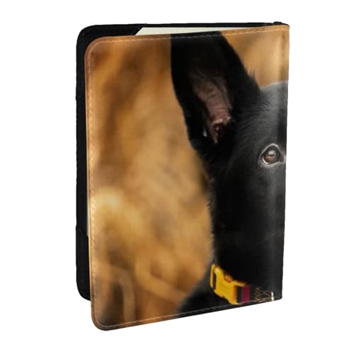 FLYIFE Reisepasshülle, Motiv: Deutscher Schäferhund, bedruckt, PU-Leder, Reisepasshülle für Damen und Herren, Schwarz, Schwarz , Einheitsgröße von FLYIFE