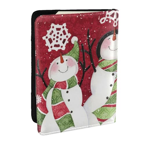 FLYIFE Reisepasshülle, Motiv: Frohe Weihnachten, niedlicher Schneemann, bedruckt, PU-Leder, Reisepasshülle für Damen und Herren, Schwarz , Einheitsgröße von FLYIFE