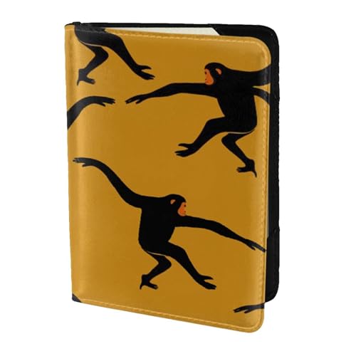 FLYIFE Reisepasshülle, Motiv: Gibbon Affe, bedruckt, 14 cm, Leder, Reisepasshülle für Damen und Herren, Schwarz, Schwarz , Einheitsgröße von FLYIFE