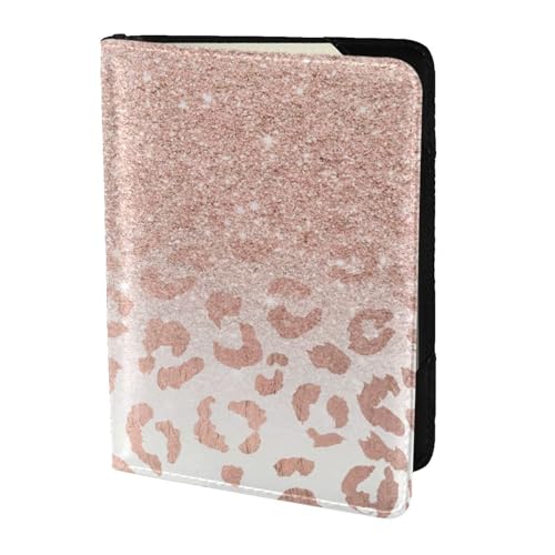 FLYIFE Reisepasshülle aus Leder mit Glitzer-Aufdruck, 14 cm, Roségold, Reisepasshülle für Damen und Herren, Schwarz , Einheitsgröße von FLYIFE