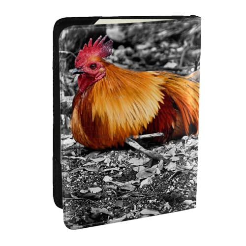 FLYIFE Reisepasshülle mit Huhn-Motiv, PU-Leder, Reisepasshülle für Damen und Herren, Schwarz , Einheitsgröße von FLYIFE