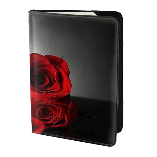 FLYIFE Reisepasshülle mit Rotweinrosen und Kerzen, bedruckt, 14 cm, Leder, Reisepasshülle für Damen und Herren, Schwarz , Einheitsgröße von FLYIFE