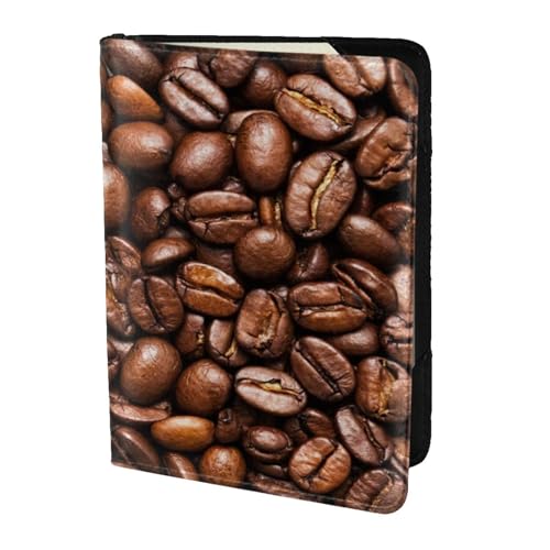 FLYIFE Reisepasshülle mit lustigem Motiv geröstete Kaffeebohnen, bedruckt, 14 cm, Leder, Reisepasshülle für Damen und Herren, Schwarz , Einheitsgröße von FLYIFE