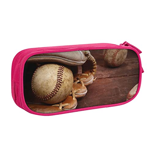 FLYIFE Retro Baseball Große Federmäppchen mit 2 Fächern Federmäppchen Federmäppchen Beutel Organizer für Mädchen Jungen Student Schule Büro College, rose, Einheitsgröße, Schulranzen von FLYIFE