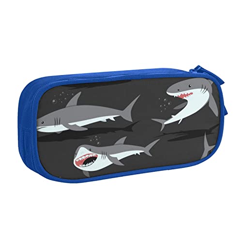 FLYIFE Shark Große Federtasche mit 2 Fächern Federmäppchen Federmäppchen Beutel Organizer für Mädchen Jungen Student Schule Büro Universität, blau, Einheitsgröße, Schulranzen von FLYIFE