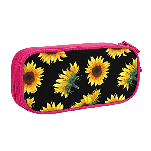 FLYIFE Sonnenblume blühende Blumen Pflanzen Schwarz und Gelb Große Federtasche mit 2 Fächern Federmäppchen Federmäppchen Beutel Organizer für Mädchen Jungen Student Schule Büro Uni -, rose, Einheitsgröße, Schulranzen von FLYIFE