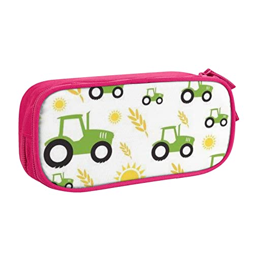 FLYIFE Traktor Farming Große Federtasche mit 2 Fächern Federmäppchen Federmäppchen Bleistiftbeutel Tasche Organizer für Mädchen Jungen Student Schule Büro Universität, rose, Einheitsgröße, Schulranzen von FLYIFE