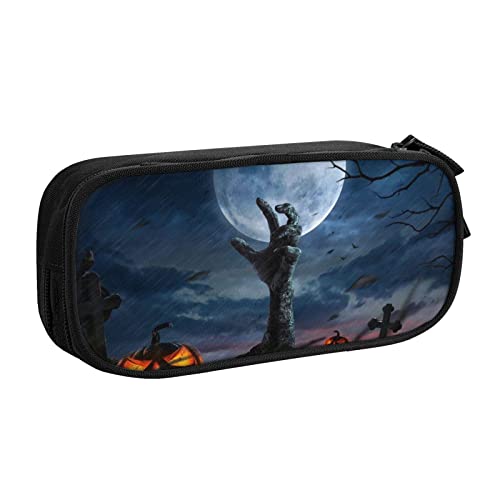 FLYIFE Zombie Hand Dunkle Halloween Nacht Große Federtasche mit 2 Fächern Federmäppchen Federmäppchen Federmäppchen Tasche Organizer für Mädchen Jungen Student Schule Büro Uni -, Schwarz , Einheitsgröße, Schulranzen von FLYIFE