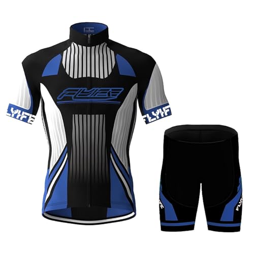 Fahrradbekleidung Set Kurzarm Radanzug Herren Radsportanzug Sommer Radsport Mit Gepolsterten Shorts Aus 9D Gel Atmungsaktiv Und Schnell Trocknend (TYP-10,L) von FLYIFE