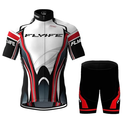 Fahrradbekleidung Set Kurzarm Radanzug Herren Radsportanzug Sommer Radsport Mit Gepolsterten Shorts Aus 9D Gel Atmungsaktiv Und Schnell Trocknend (TYP-14,L) von FLYIFE