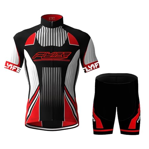 Fahrradbekleidung Set Kurzarm Radanzug Herren Radsportanzug Sommer Radsport Mit Gepolsterten Shorts Aus 9D Gel Atmungsaktiv Und Schnell Trocknend (TYP-16,L) von FLYIFE