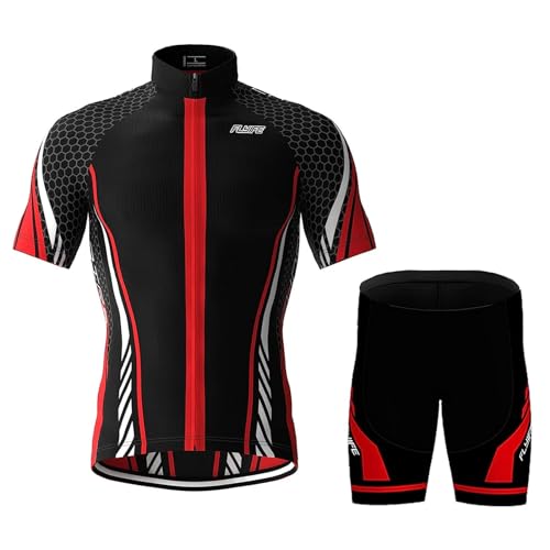 Fahrradbekleidung Set Kurzarm Radanzug Herren Radtrikot Set Sommer Radsport Mit Gepolsterten Shorts Aus 9D Gel Atmungsaktiv Und Schnell Trocknend (TYP-9,M) von FLYIFE