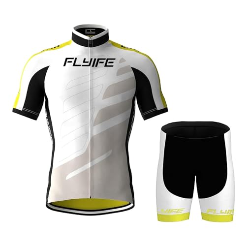 Fahrradbekleidung Set Kurzarm Radanzug Herren Radtrikot Set Sommer Radsport mit gepolsterten Shorts aus 9D Gel atmungsaktiv und schnell trocknend (TYP-5,2XL) von FLYIFE