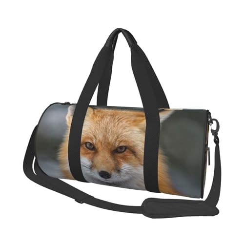 Fox bedruckte Reisetasche aus Segeltuch – Turnbeutel mit großer Kapazität für Wochenend- und Geschäftsreisen, Schwarz , Einheitsgröße von FLYIFE