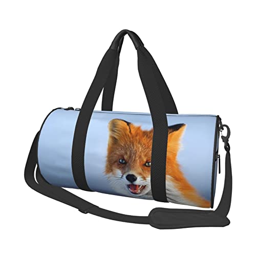 Fox bedruckte Reisetasche aus Segeltuch – Turnbeutel mit großer Kapazität für Wochenend- und Geschäftsreisen, Schwarz , Einheitsgröße von FLYIFE