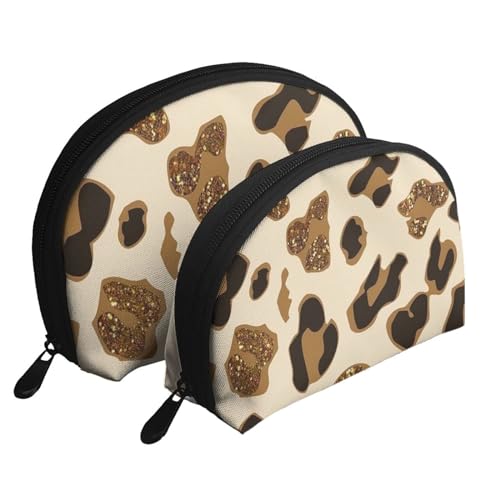 Kosmetiktasche mit Weihnachtsbäumchen und Sternen, bedruckt, Kulturbeutel mit Reißverschluss, Muschelform, Kosmetiktasche für Damen und Mädchen, Animal Leopard, Einheitsgröße, Kosmetiktasche von FLYIFE