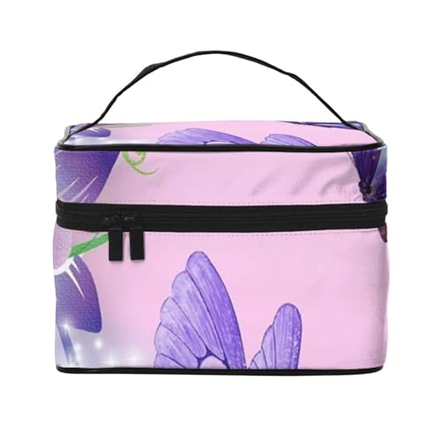 Kulturbeutel mit schönem Schmetterlings-Aufdruck, tragbare Make-up-Tasche, Reise-Kosmetik-Organizer, Aufbewahrungstasche, rosa Schmetterling (Pink Butterfly), Einheitsgröße von FLYIFE