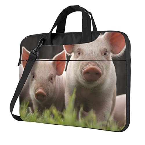 Laptop-Umhängetasche mit Dampfzug bedruckt, Kuriertasche, Aktentasche, Computertasche, Tasche für Damen und Herren, Süßes Schwein, 13 inch von FLYIFE