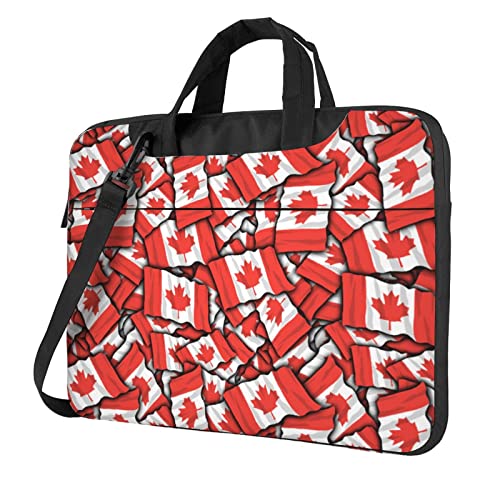 Laptop-Umhängetasche mit Marmor-Aufdruck, Kuriertasche, Aktentasche, Computer-Tasche, für Damen und Herren, Schwarz, Kanadische Flagge, 14 inch von FLYIFE