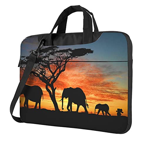Laptop-Umhängetasche mit Paillettenmuster – Kuriertasche, Aktentasche, Computertasche, Tasche für Damen und Herren, Afrikanischer Elefant, 14 inch von FLYIFE