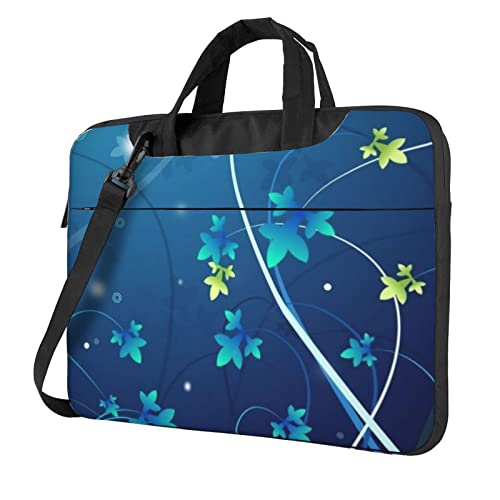 Laptop-Umhängetasche mit Sonnenblumen-Motiv, bedruckt, für Damen und Herren, Blau Mini Blume Wirbel, 15.6 inch von FLYIFE