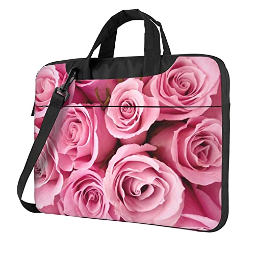 Laptop-Umhängetasche mit Wolfs-Heulung auf dem Mond, bedruckt, Kuriertasche, Aktentasche, Computertasche, Tasche für Damen und Herren, Rosa, 14 inch von FLYIFE