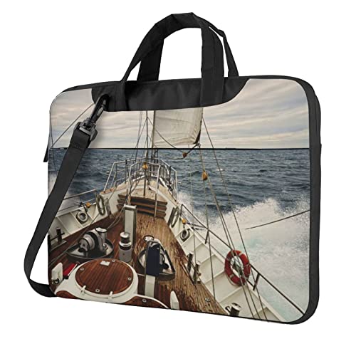 Laptop-Umhängetasche mit Ziegen-Motiv, Kuriertasche, Aktentasche, Computertasche, Tasche für Damen und Herren, Ocean Segelboot, 15.6 inch von FLYIFE