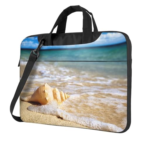 Laptop-Umhängetasche mit buntem Schmetterlings-Motiv, Kuriertasche, Aktentasche, Computer-Tasche für Damen und Herren, Ocean Sea Wave Muschel, 15.6 inch von FLYIFE