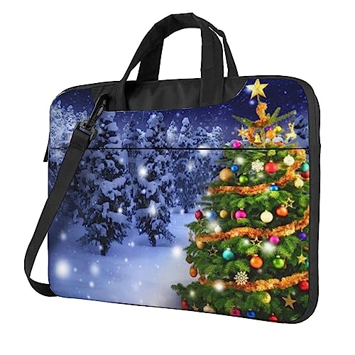 Laptop-Umhängetasche mit buntem Schmetterlings-Motiv, Kuriertasche, Aktentasche, Computer-Tasche für Damen und Herren, Weihnachtsbaum, 13 inch von FLYIFE