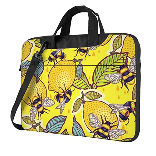 Laptop-Umhängetasche mit gelben Rosen – Kuriertasche, Aktentasche, Computertasche, Tasche für Damen und Herren, Gelbe Zitrone und Biene, 13 inch von FLYIFE