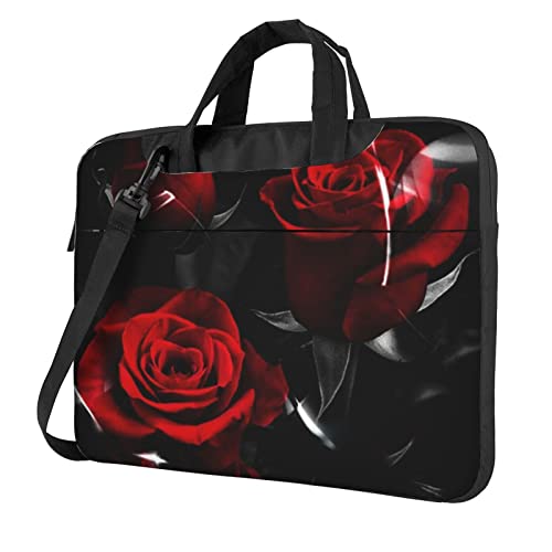 Laptop-Umhängetasche mit gelben Rosen – Kuriertasche, Aktentasche, Computertasche, Tasche für Damen und Herren, rote rose, 14 inch von FLYIFE