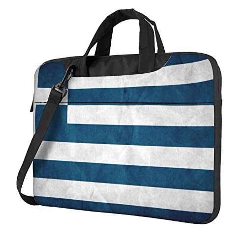 Laptop-Umhängetasche mit zweifarbigem Papageien-Motiv, Kuriertasche, Aktentasche, Computer-Tasche, für Damen und Herren, Griechische Flagge, 14 inch von FLYIFE