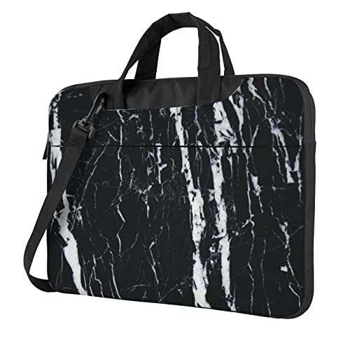 Laptop-Umhängetasche mit zweifarbigem Papageien-Motiv, Kuriertasche, Aktentasche, Computer-Tasche, für Damen und Herren, Schwarz-Weißer Marmor, 13 inch von FLYIFE