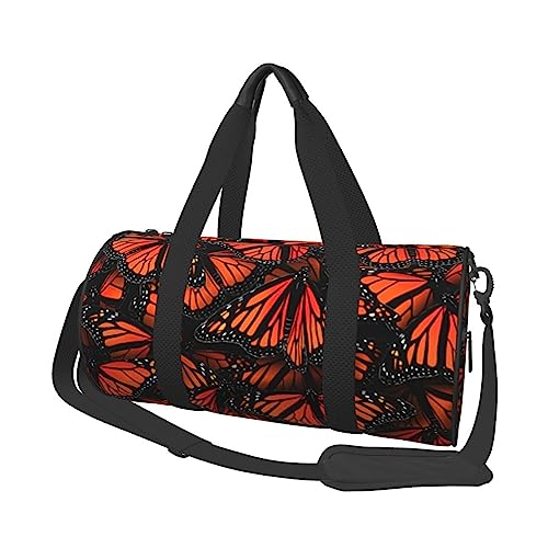 Monarch Reisetasche aus Segeltuch mit Schmetterlingen, bedruckt, Turnbeutel, Sporttasche mit großer Kapazität für Wochenende, Geschäftsreisen, Schwarz , Einheitsgröße von FLYIFE