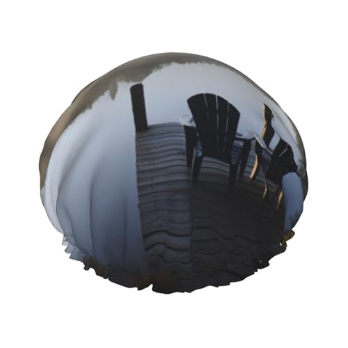Morgens am See, Druck-Duschhaube für Damen und Herren, wiederverwendbar, doppellagig, Stoff, Badekappe für Mädchen Morgens am See, Druck-Duschhaube für Damen und Herren, wiederverwendbar, doppellagig, Stoff, Badekappe für Mädchen von FLYIFE