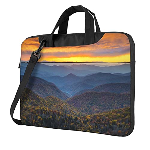 Postal Stationery bedruckte Laptop-Umhängetasche – Kuriertasche, Aktentasche, Computertasche, Tasche für Damen und Herren, Blue Ridge Parkway Mountains, 15.6 inch von FLYIFE