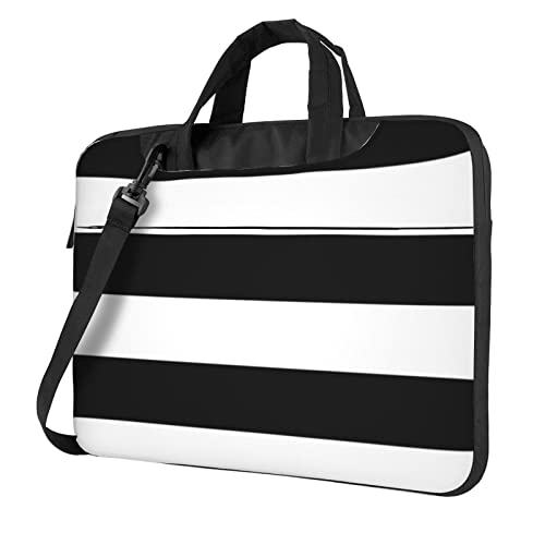 Postal Stationery bedruckte Laptop-Umhängetasche – Kuriertasche, Aktentasche, Computertasche, Tasche für Damen und Herren, Streifen schwarz weiß, 13 inch von FLYIFE