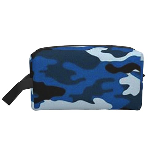 Reise-Kosmetiktasche, Make-up-Organizer mit Herzmotiv, großes Fassungsvermögen, tragbar und stilvoll, blau camouflage, Einheitsgröße von FLYIFE